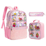 Eazy Kids Girl Things 17Inch School Bag, Lunch Bag And Pencil Case - Pink (Set of 3)