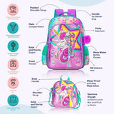 Eazy Kids Unicorn 18Inch School Bag, Lunch Bag, Activity Bag & Pencil Case - Pink (Set of 4)