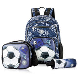 Eazy Kids 18" Backpack With Water Bottle, Lunch Bag and Pencil Case - Football