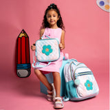 Eazy Kids 18" Backpack With Water Bottle, Lunch Box, Lunch Bag and Pencil Case & BT Headset - Flora Green