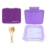 Eazy Kids Tritan Bento Lunch Box with Lunch Bag - Glitter Purple