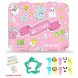 Eazy Kids Girl Power Bento Box With Insulated Lunch Bag & Cutter Set - Pink
