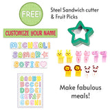 Eazy Kids Girl Power Bento Box With Insulated Lunch Bag & Cutter Set - Pink