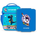 Eazy Kids Baby Astonaut Bento Boxes With Insulated Lunch Bag - Blue