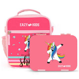 Eazy Kids Unicorn Bento Boxes With Insulated Lunch Bag - Pink