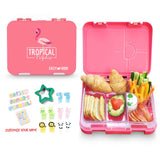 Eazy Kids  Tropical Tritan Bento Lunch Box with Stainless Steel Bottle - Pink