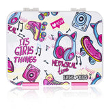 Eazy Kids  Its Girls Things 5/4 Convertible Bento Lunch Box With Sandwich Cutter Set