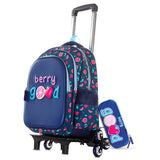 Eazy Kids Berry Good 16Inch School Bag with Trolley, Pencil Case Set - Blue