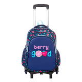 Eazy Kids Berry Good 16Inch School Bag with Trolley, Pencil Case Set - Blue