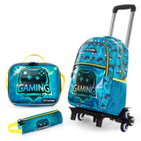 Eazy Kids Gaming 16Inch Backpack with Trolley, Lunch Bag and Pencil Case Set (Set of 4)