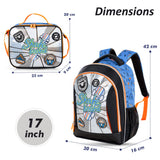 Eazy Kids Skate Board 17Inch Backpack with Trolley, Lunch Bag and Pencil Case Set (Set of 4)