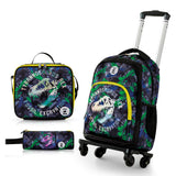Eazy Kids T-Rex 17Inch Backpack with 4 Wheel Trolley, Lunch Bag and Pencil Case Set (Set of 4)