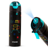 Eazy Kids 6 & 4 Convertible Bento Lunch Box With Water Bottle, Steel Spoon & Fork Set and Alphabets Sticker - Gamer