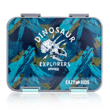 Eazy Kids 6 & 4 Convertible Bento Lunch Box With Water Bottle, Steel Spoon & Fork Set and Alphabets Sticker - T-Rex