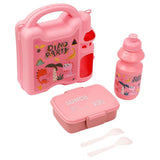 Eazy Kids Dino Party Lunch Box With Bottle - Pink