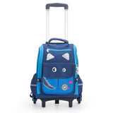 Eazy Kids Dinosaur School Bag With Trolley - Blue