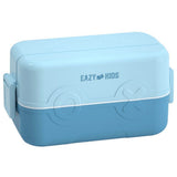 Eazy Kids Double Decker tic-tac-toe Lunch Box With Bento Compartment Splitter Sauce Box and Spoon - Blue (1200ml)
