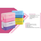 Eazy Kids Double Decker tic-tac-toe Lunch Box With Bento Compartment Splitter Sauce Box and Spoon - Pink (1200ml)