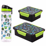 Eazy Kids Gen Z Lunch Bo, Tritan Water Bottle With Carry handle 650ml And Snack Box - Black
