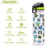 Eazy Kids Gen Z Lunch Bo, Tritan Water Bottle With Carry handle 650ml And Snack Box - Black