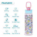 Eazy Kids Gen Z Skater Tritan Water Bottle with Flip Lid 750ml - Blue