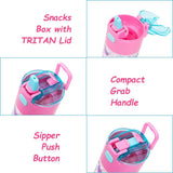 Eazy Kids Gen Z  Tritan Water Bottle with Snack Box 450ml - Pink