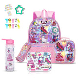 Eazy Kids Girl Thing School Bag Combo Set - Glitter Pink (Set of 5)