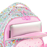 Eazy Kids Love 17Inch School Bag With 4 Wheel Trolley, Pencil Pouch - Pink (Set of 3)