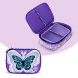Eazy Kids 18" Set of 9 Backpack with 4 Wheel Trolley, Lunch Bag and Pencil Case - 3D Butterfly Purple