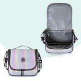 Eazy Kids Good Vibes 17Inch School Bag With 4 Wheel Trolley, Lunch Bag and Pencil Case Set - Silver (Set of 4)