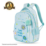 Eazy Kids Little Daisy 17Inch School Bag With 4 Wheel Trolley, Lunch Bag and Pencil Pouch Set - Green (Set of 4)