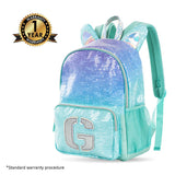 Eazy Kids Girl Glitter Green 17 Inch Backpack with Headset, Lunch Bag and Pencil Case Set (Pack of 4)