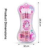 Eazy Kids 12-Piece HB Pencil Set with Eraser, Sharpener & Grip - Pink