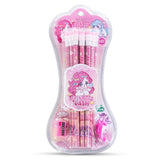 Eazy Kids 12-Piece HB Pencil Set with Eraser, Sharpener & Grip - Pink