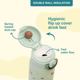 Eazy Kids Double Wall Insulated School Water Bottle 350ml - Green