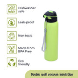 Eazy Kids Double Wall Insulated School Water Bottle 500ml - Green