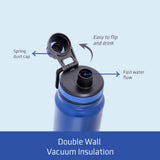 Eazy Kids Double Wall Insulated Tracking Water Bottle 800ml - Blue