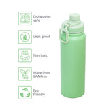 Eazy Kids Double Wall Insulated Tracking Water Bottle 800ml - Green