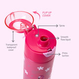 Eazy Kids Double Wall Insulated Steel Water Bottle with Spray 640ml - Pink