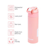 Eazy Kids Double Wall Insulated Travel Water Bottle 550ml - Pink