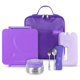 Eazy Kids Jumbo Bento Lunch Box Set With Steel Food Jar, Ice Pack & Insulated Lunch Bag – Purple