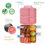 Eazy Kids Jumbo Bento Lunch Box With Insulated Jar - Pink