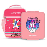 Eazy Kids Cosmic Girl Jumbo Bento Lunch Box With Insulated Jar - Pink