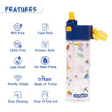Eazy Kids Dinosaur Lunch Bag, Lunch Box and Water Bottle Set - Blue (Set of 3)