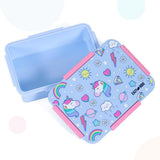 Eazy Kids Unicorn Lunch Box, Tritan Water Bottle With 2in1 Drinking Flip Lid and Sipper - Blue