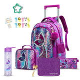 Eazy Kids Mermaid School Bag Combo Set - Glitter Purple (Set of 5)