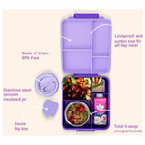 Eazy Kids Jumbo Bento Lunch Box With Thermos & Sauce Jar- Purple