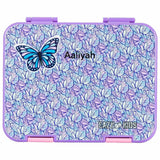 Eazy Kids Butterfly 6/4 Convertible Bento Lunch Box With Steel Spoon & Fork Set And Alphabets Sticker - Purple