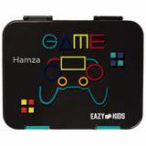 Eazy Kids 6 & 4 Convertible Bento Lunch Box With Lunch Bag, Steel Spoon & Fork Set and Alphabets Sticker - Gamer