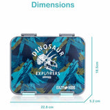 Eazy Kids T-Rex 6/4 Convertible Bento Lunch Box With Steel Spoon & Fork Set And Alphabets Sticker - Grey